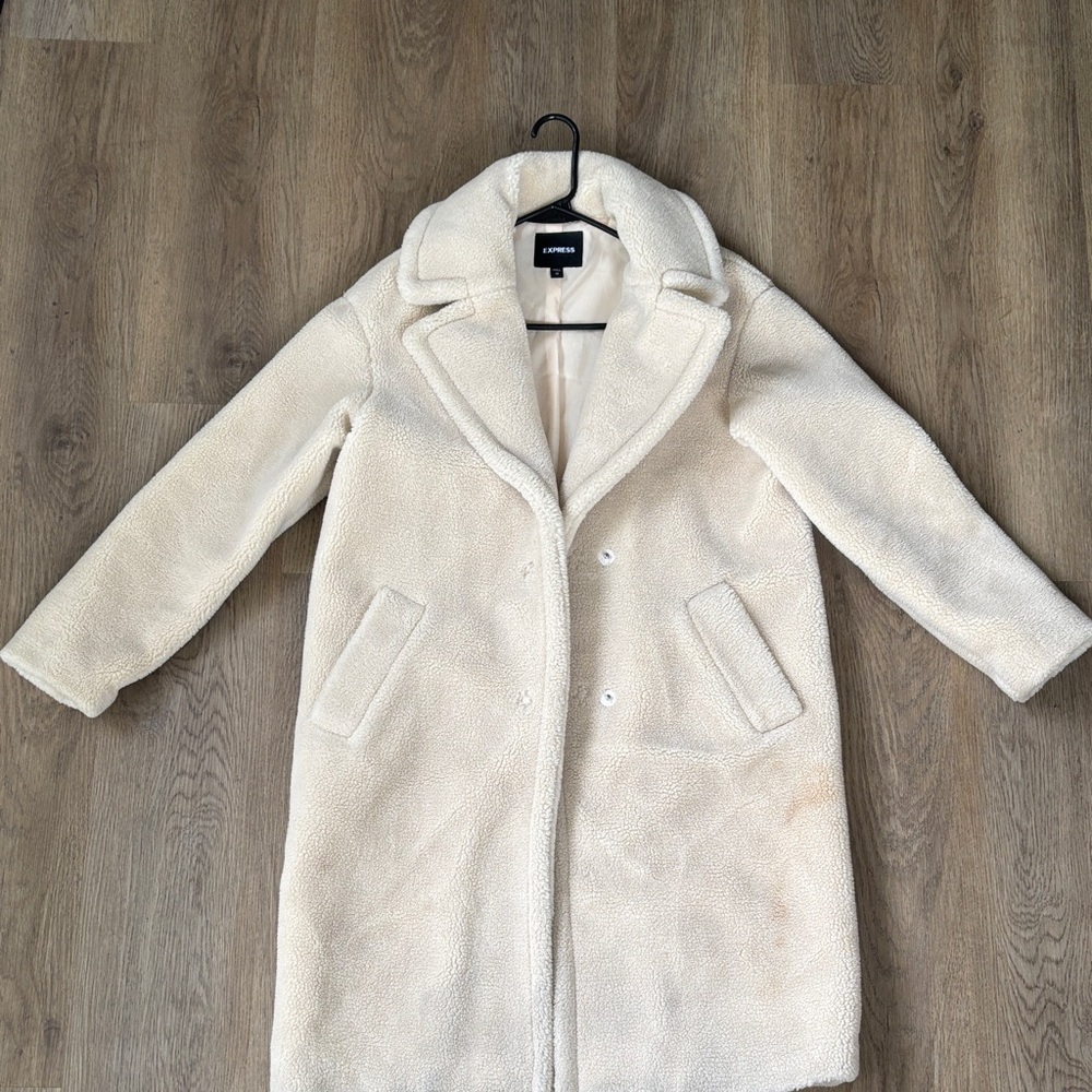Express Cream Teddy Coat Jacket